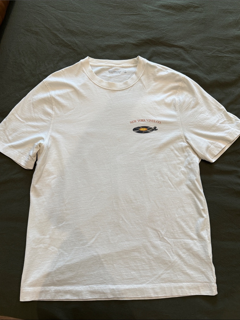 Abercrombie & Fitch Cream Short-Sleeve Tee with Vinyl Graphic